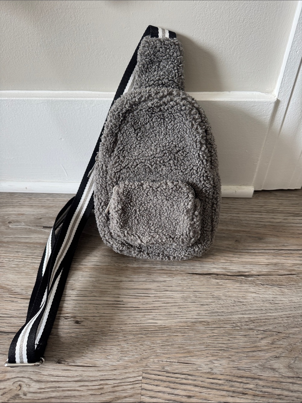 Sondra Roberts Taupe Sherpa Crossbody Bag